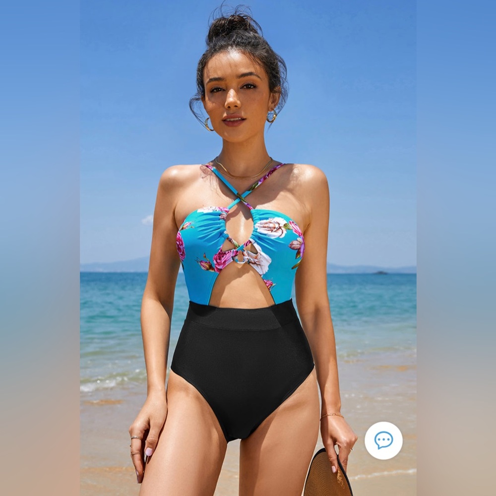 Brynn Cutout Floral One Piece Swimsuit (Cupshe)